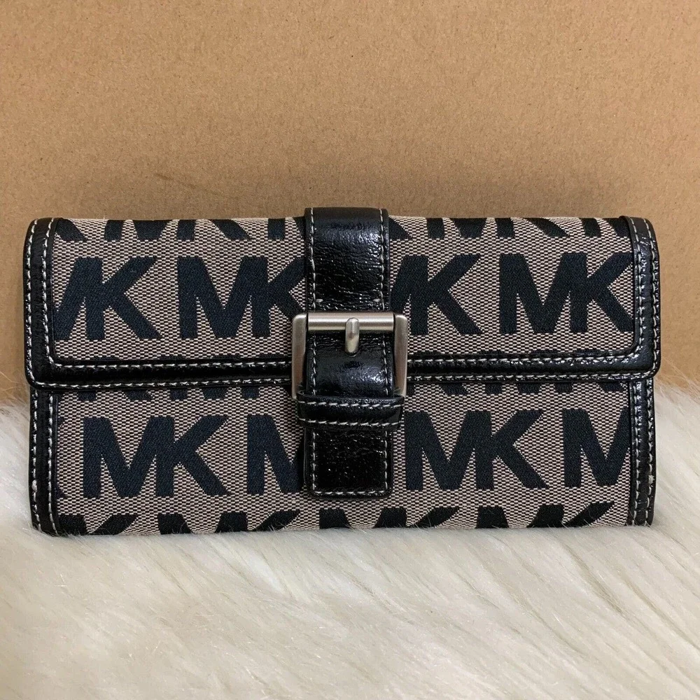 Michael Kors Black and Tan Logo Wallet - Picture 7 of 16